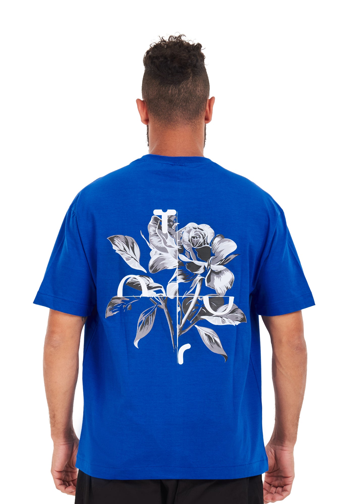 Flower Tee Oversized printed Royal blue T-shirt .